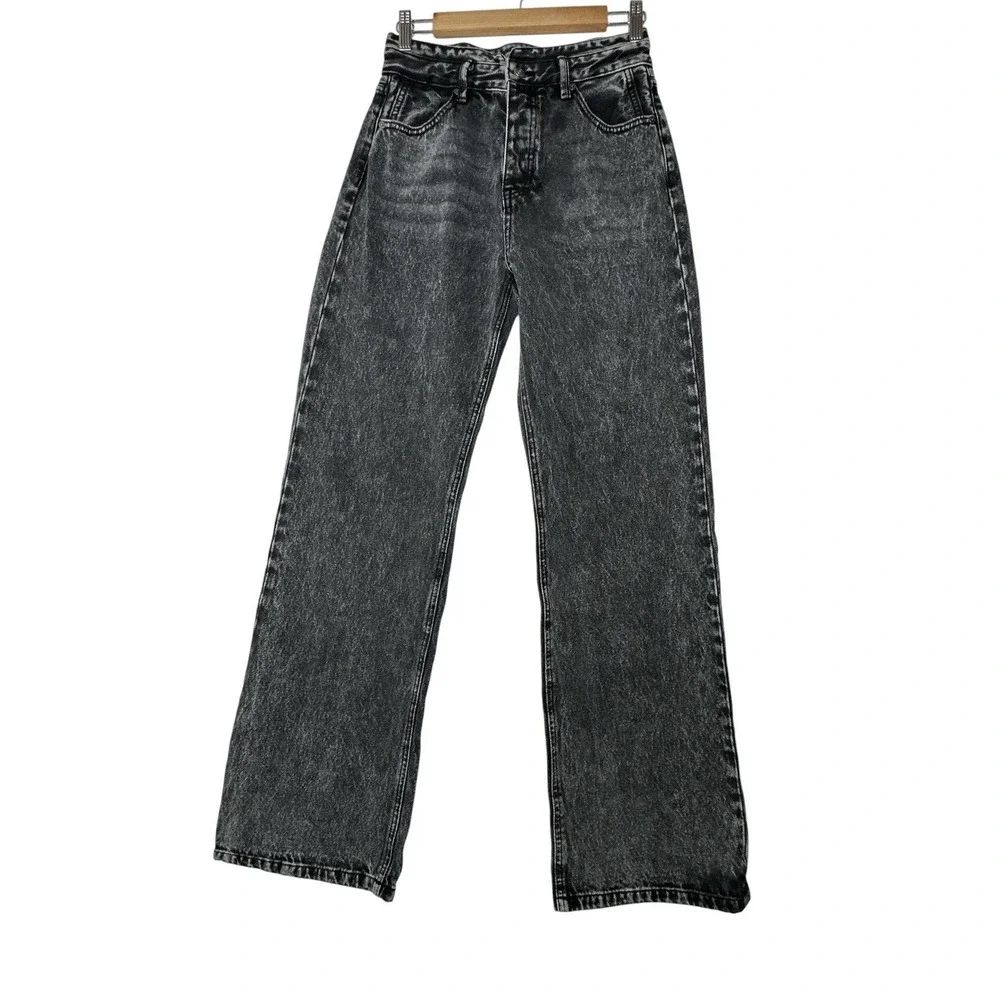 KanCan Wide Leg Jeans Women's Size 5/26 (27x32) Black Button Fly - Picture 1 of 8